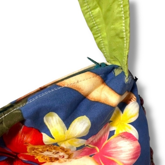 Handmade Hawaiian Aloha Pinup Girl Floral Purse Vintage Beaded Shoulder Bag - Picture 9 of 16